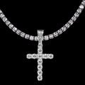 SILVER CROSS DIAMOND NECKLACE