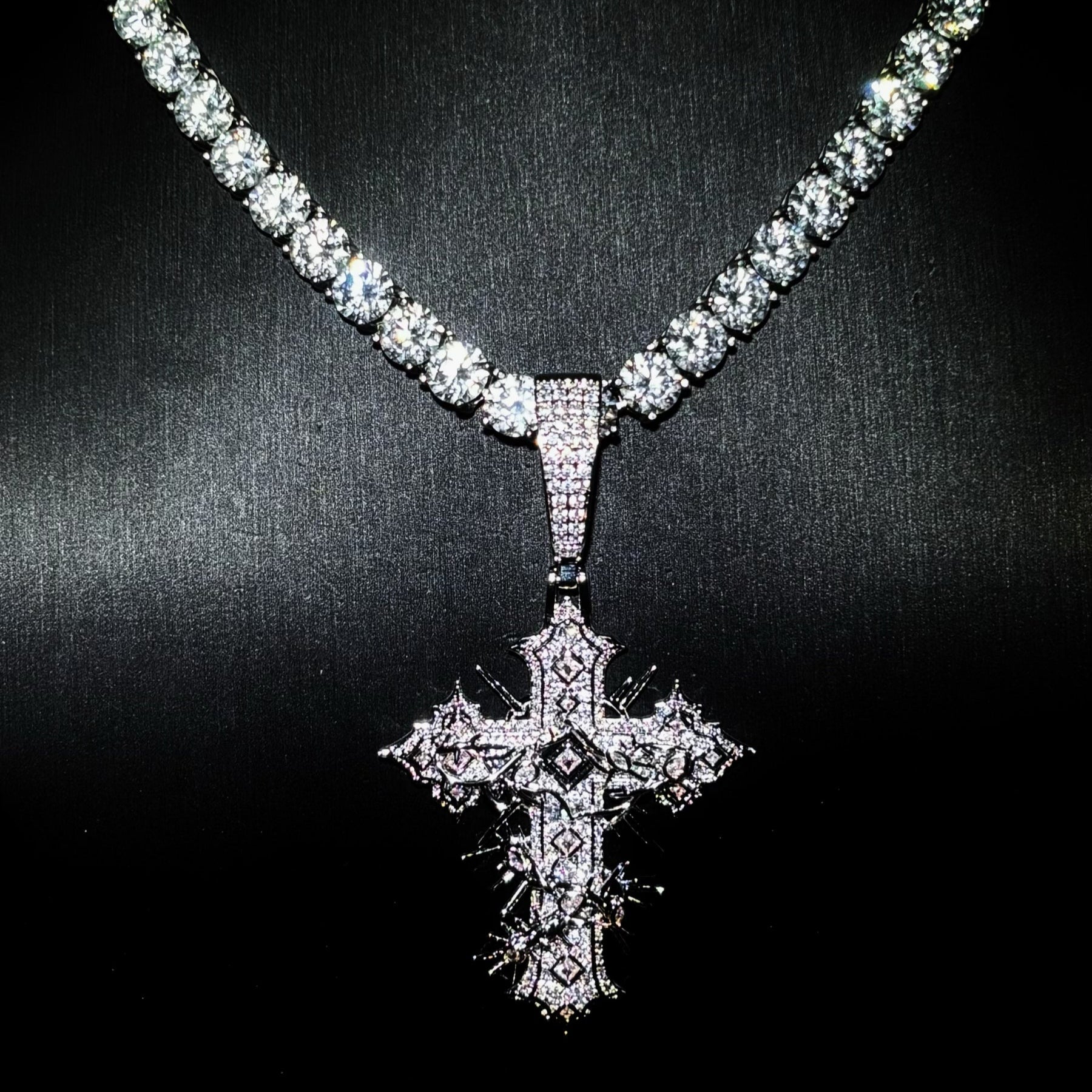 SAINTS CREED WHITE GOLD CROSS NECKLACE