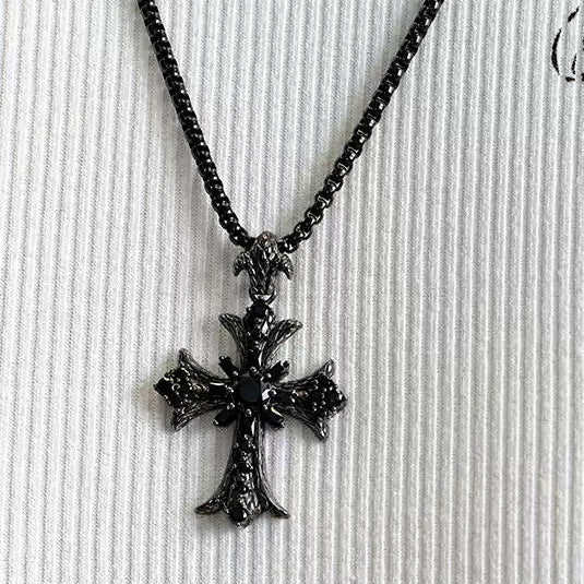 MIDNIGHT CROSS BLACK DIAMOND CROSS NECKLACE
