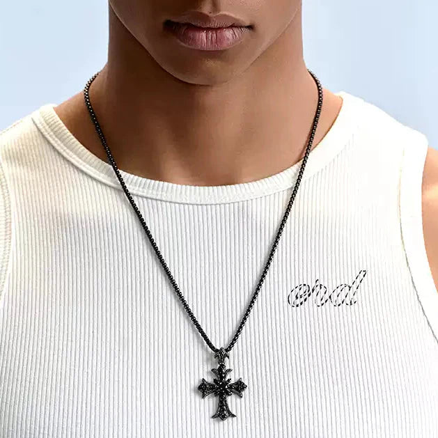 MIDNIGHT CROSS BLACK DIAMOND CROSS NECKLACE