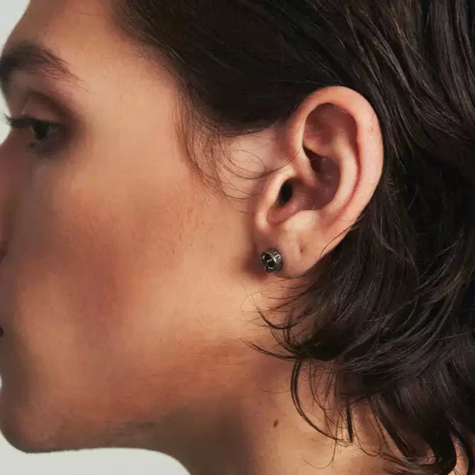 BLACK DIAMOND ENGRAVED EARRINGS