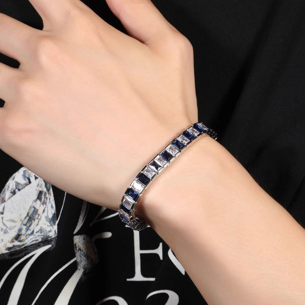 COBALT 8MM BAGUETTE TENNIS BRACELET