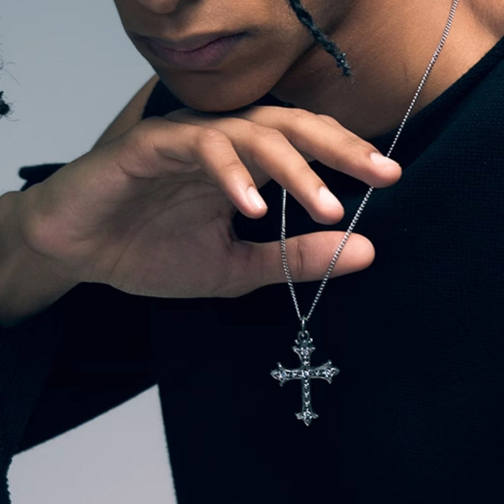 RISING SIRIUS MULTICOLOR DIAMOND STAR CROSS NECKLACE