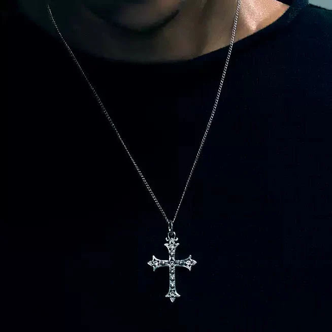 RISING SIRIUS MULTICOLOR DIAMOND STAR CROSS NECKLACE