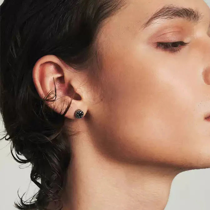 BLACK DIAMOND ENGRAVED EARRINGS