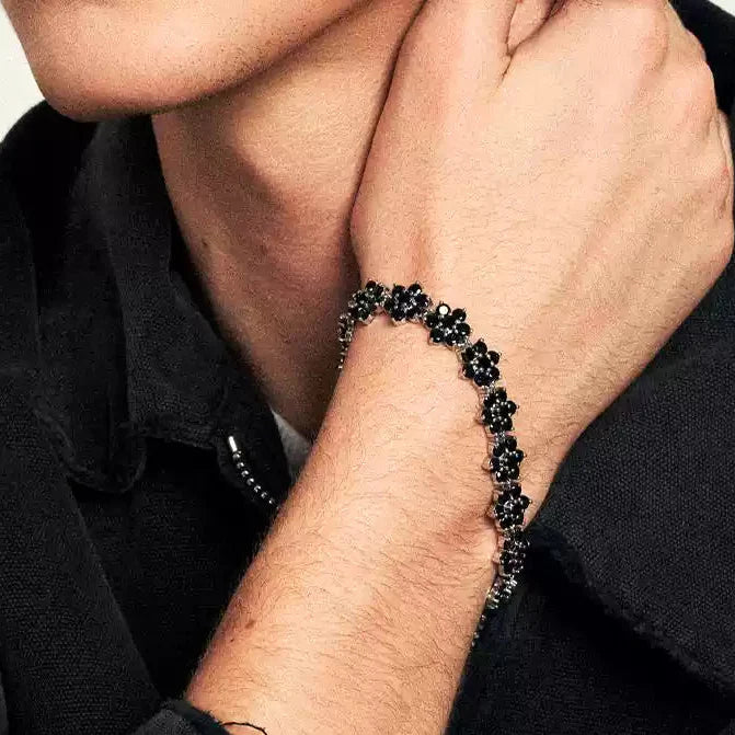 OBSIDIAN BLOSSOM BLACK DIAMOND FLOWER BRACELET