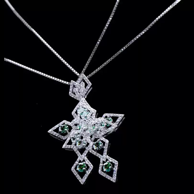 EMERALD THORN MOISSANITE SPIKED CROSS NECKLACE