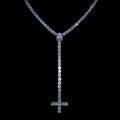 WHITE GOLD ST PETER'S CROSS TENNIS CHAIN ROSARY