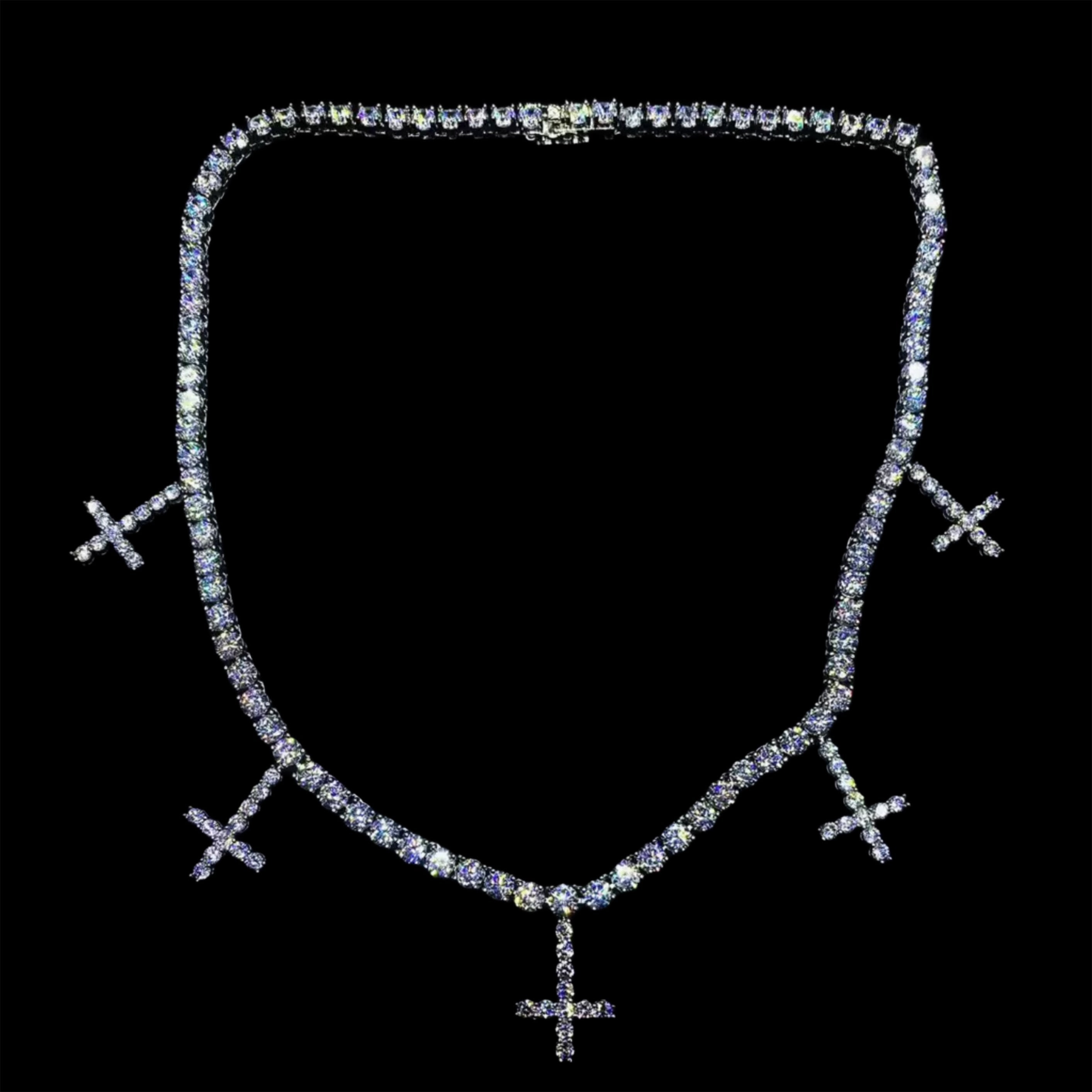 WHITE GOLD ST PETERS CROSS TENNIS CHAIN NECKLACE