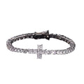 4MM DIAMOND CROSS TENNIS CHAIN BRACELET