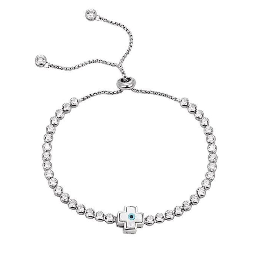 EVIL EYE CROSSES TENNIS BRACELET