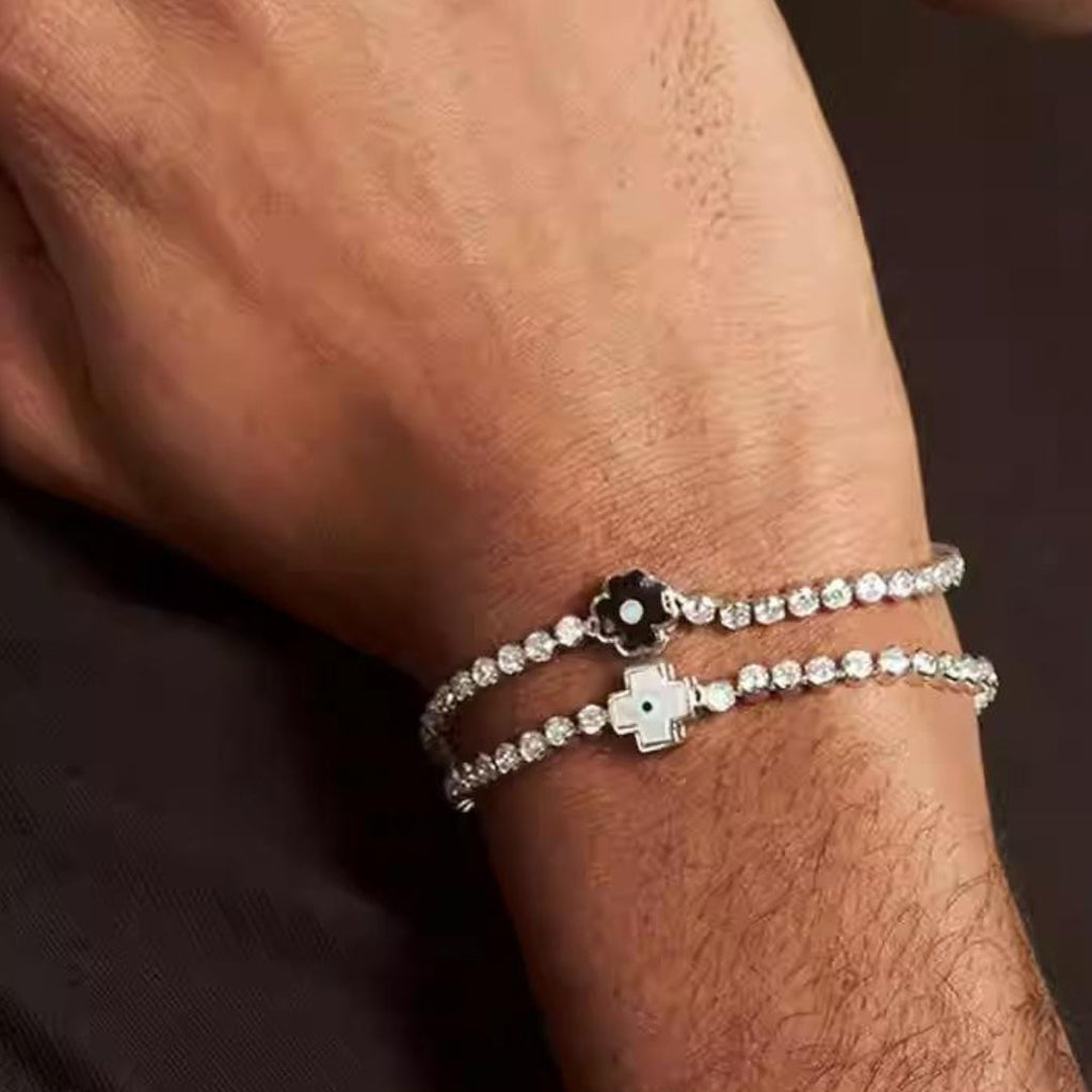 EVIL EYE CROSSES TENNIS BRACELET