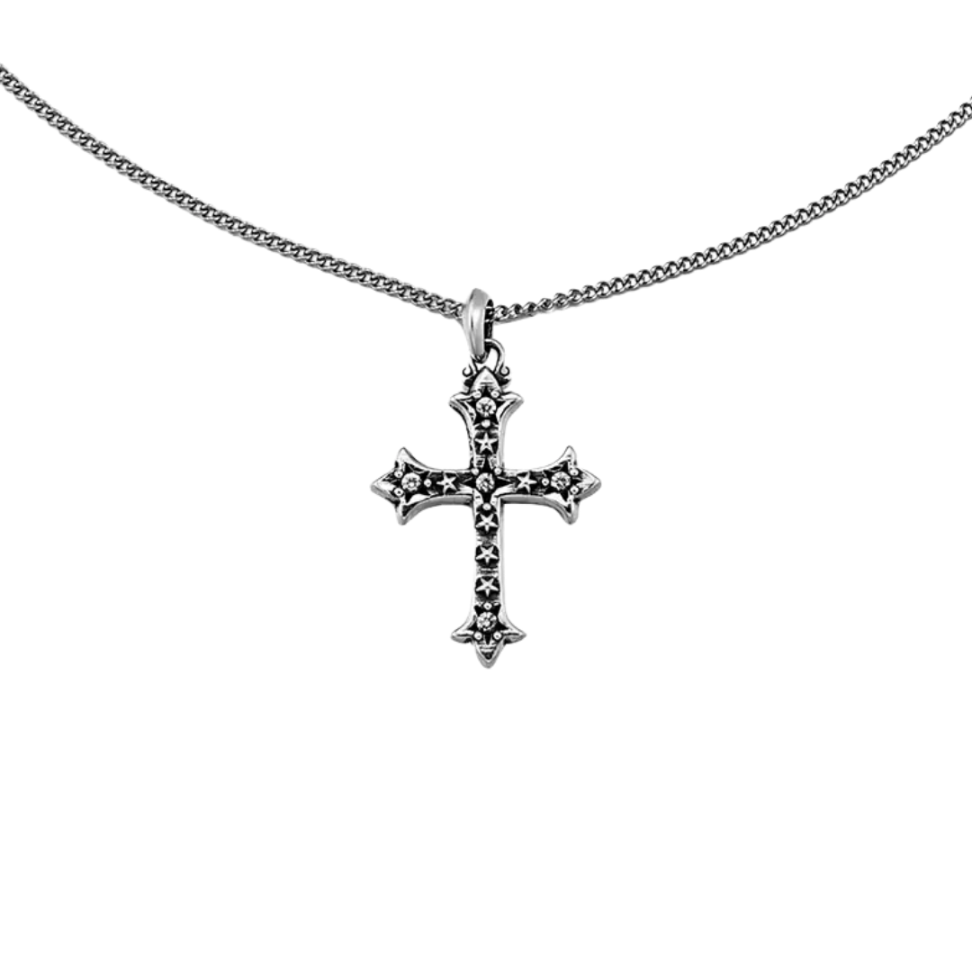 RISING SIRIUS MULTICOLOR DIAMOND STAR CROSS NECKLACE