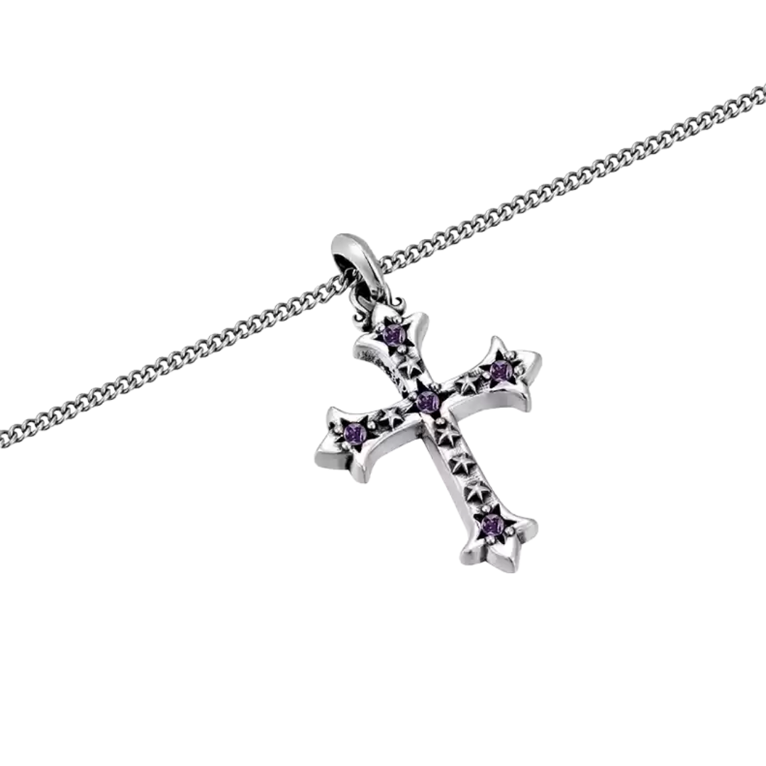 RISING SIRIUS MULTICOLOR DIAMOND STAR CROSS NECKLACE