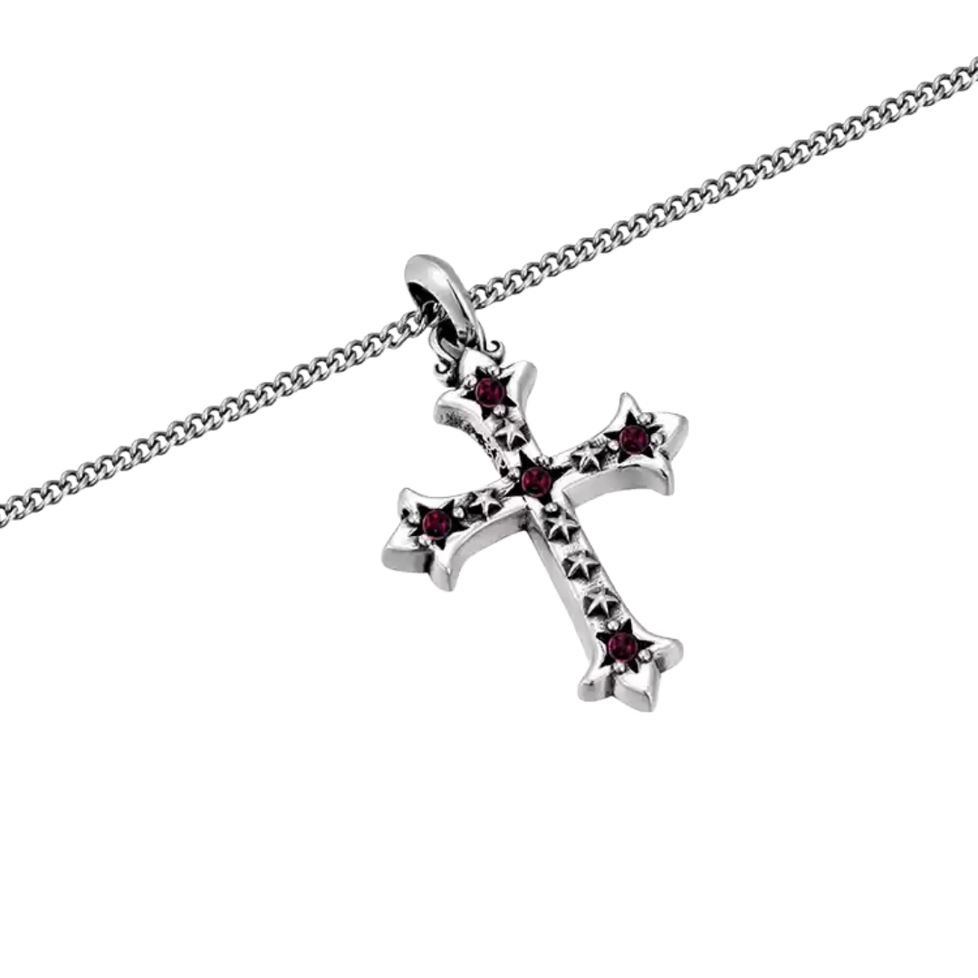 RISING SIRIUS MULTICOLOR DIAMOND STAR CROSS NECKLACE