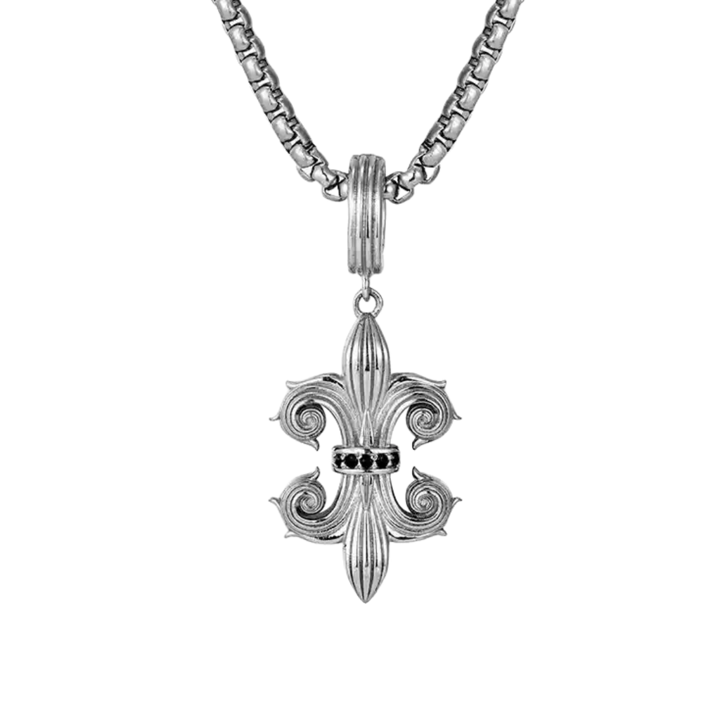 DARK ROYALTY BLACK DIAMOND FLEUR-DE-LIS NECKLACE