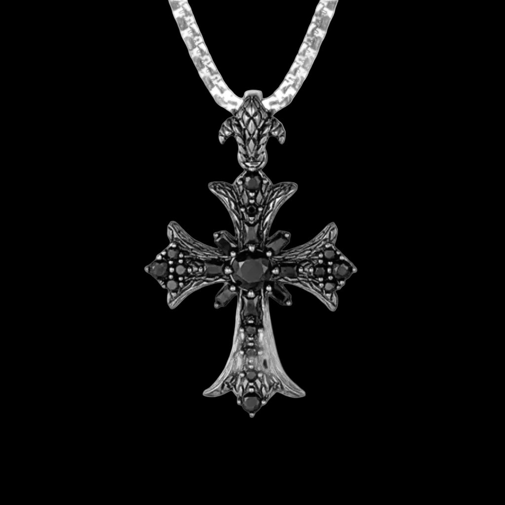 MIDNIGHT CROSS BLACK DIAMOND CROSS NECKLACE