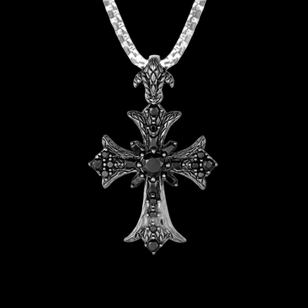 MIDNIGHT CROSS BLACK DIAMOND CROSS NECKLACE