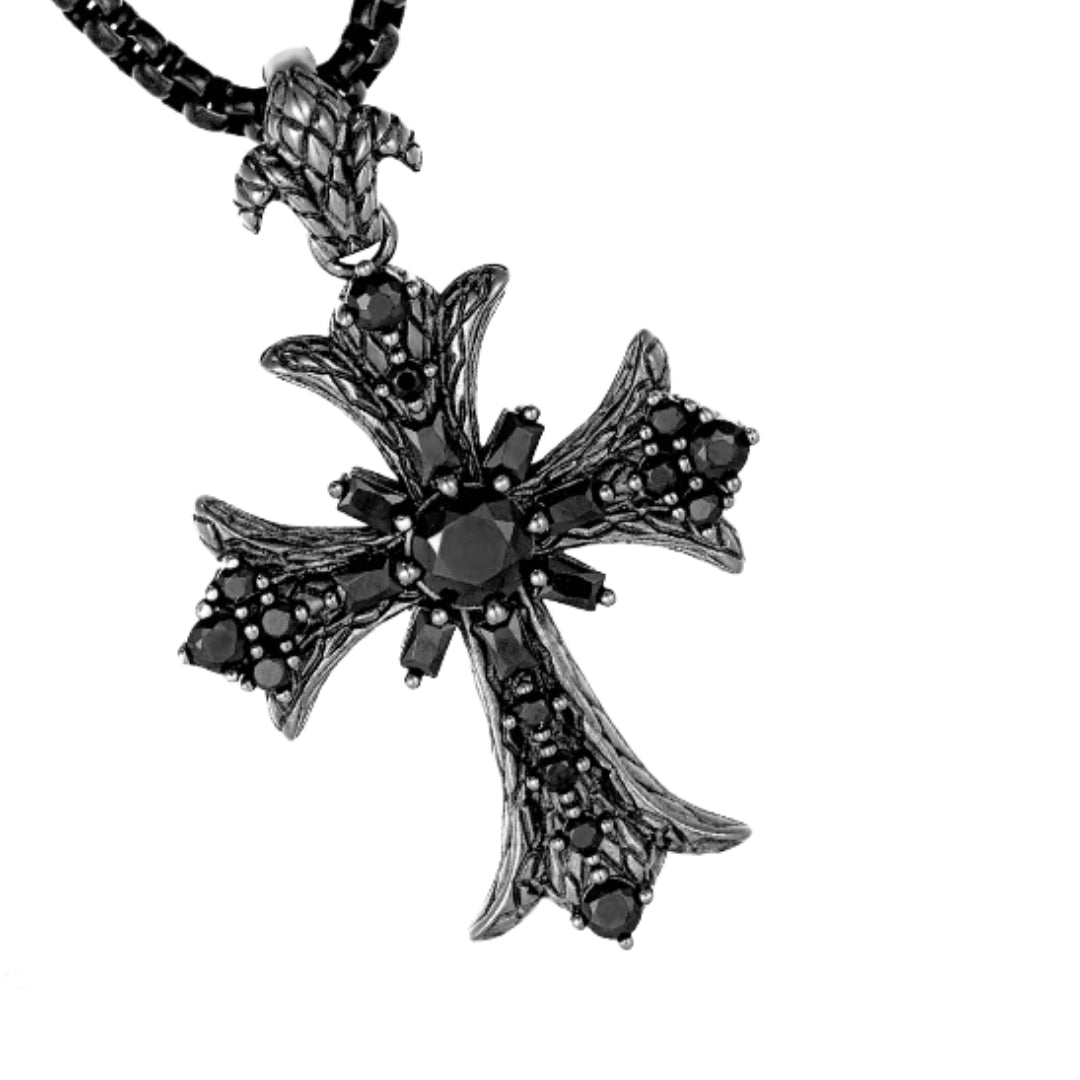 MIDNIGHT CROSS BLACK DIAMOND CROSS NECKLACE