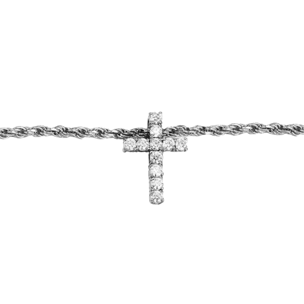MOISSANITE MICRO DIAMOND CROSS NECKLACE