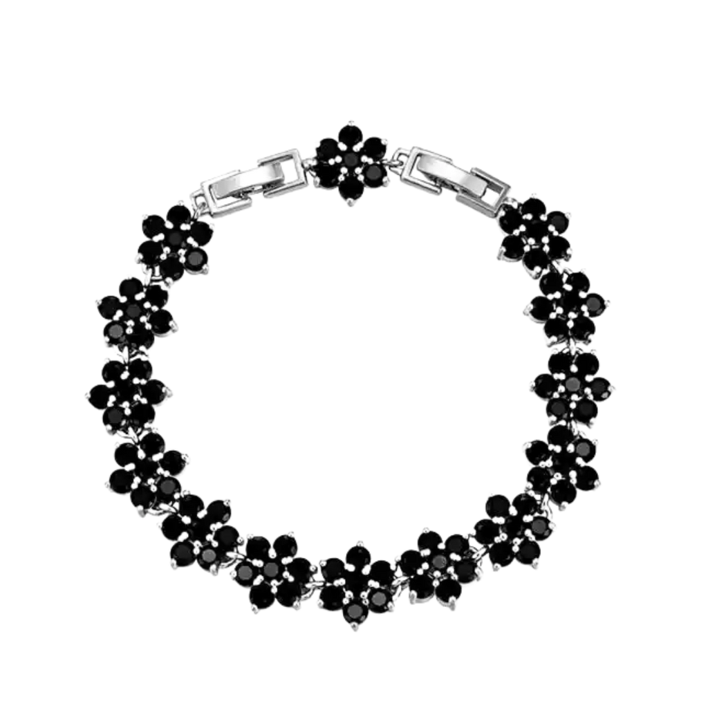 OBSIDIAN BLOSSOM BLACK DIAMOND FLOWER BRACELET