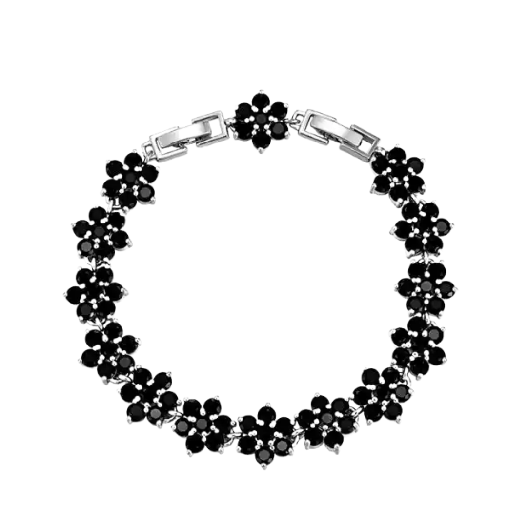 OBSIDIAN BLOSSOM BLACK DIAMOND FLOWER BRACELET