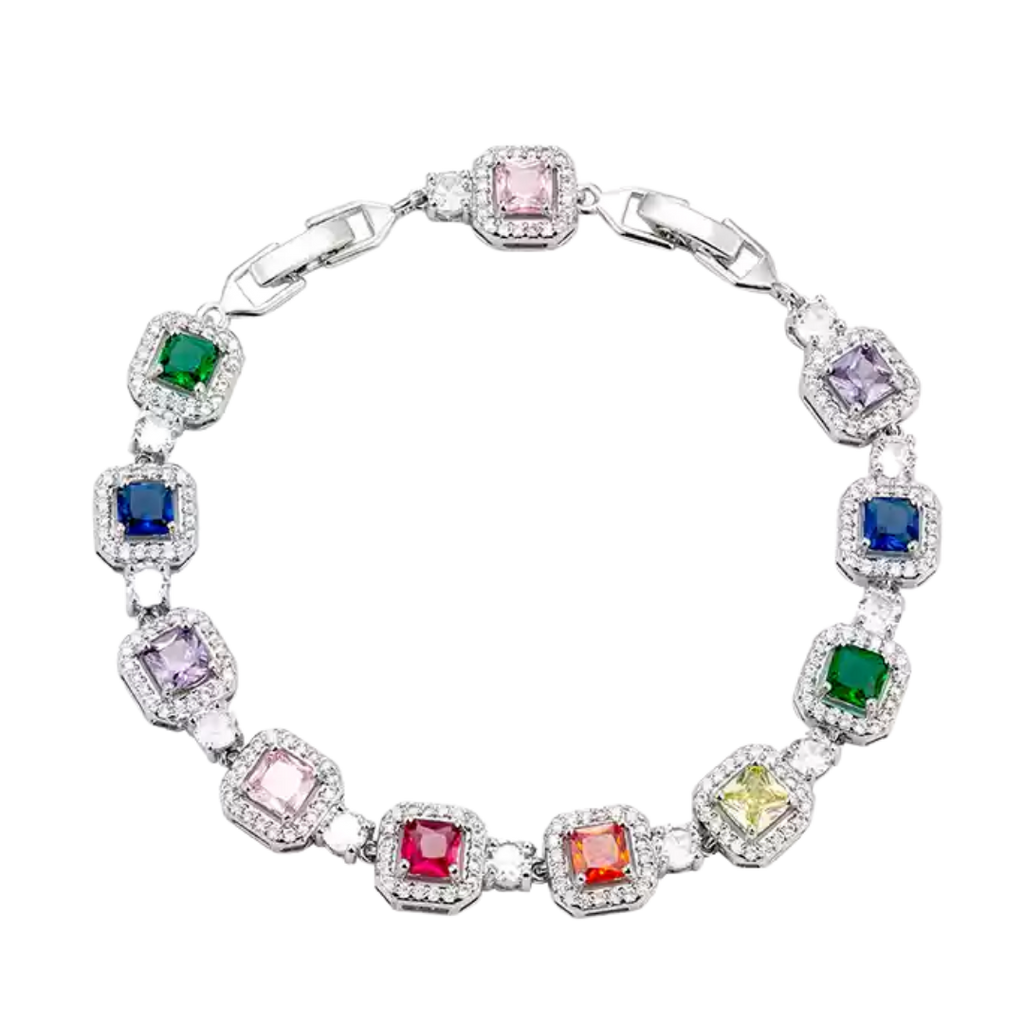 RAINBOW PRINCESS CUT DIAMOND BRACELET