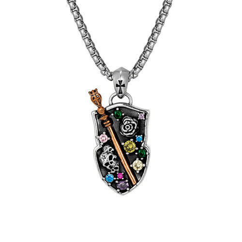 BASTION MULTICOLOR DIAMOND SHIELD NECKLACE