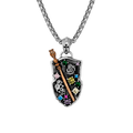 BASTION MULTICOLOR DIAMOND SHIELD NECKLACE