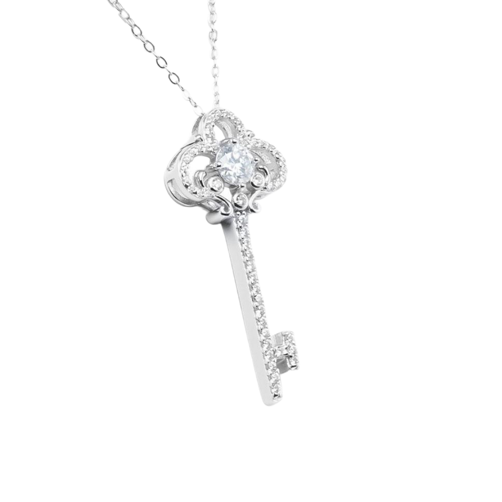 ETERNAL LOCK MOISSANITE DIAMOND KEY NECKLACE
