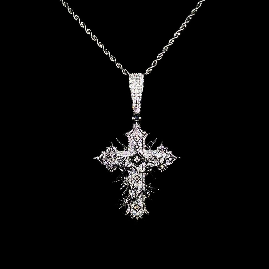 SAINTS CREED WHITE GOLD CROSS NECKLACE