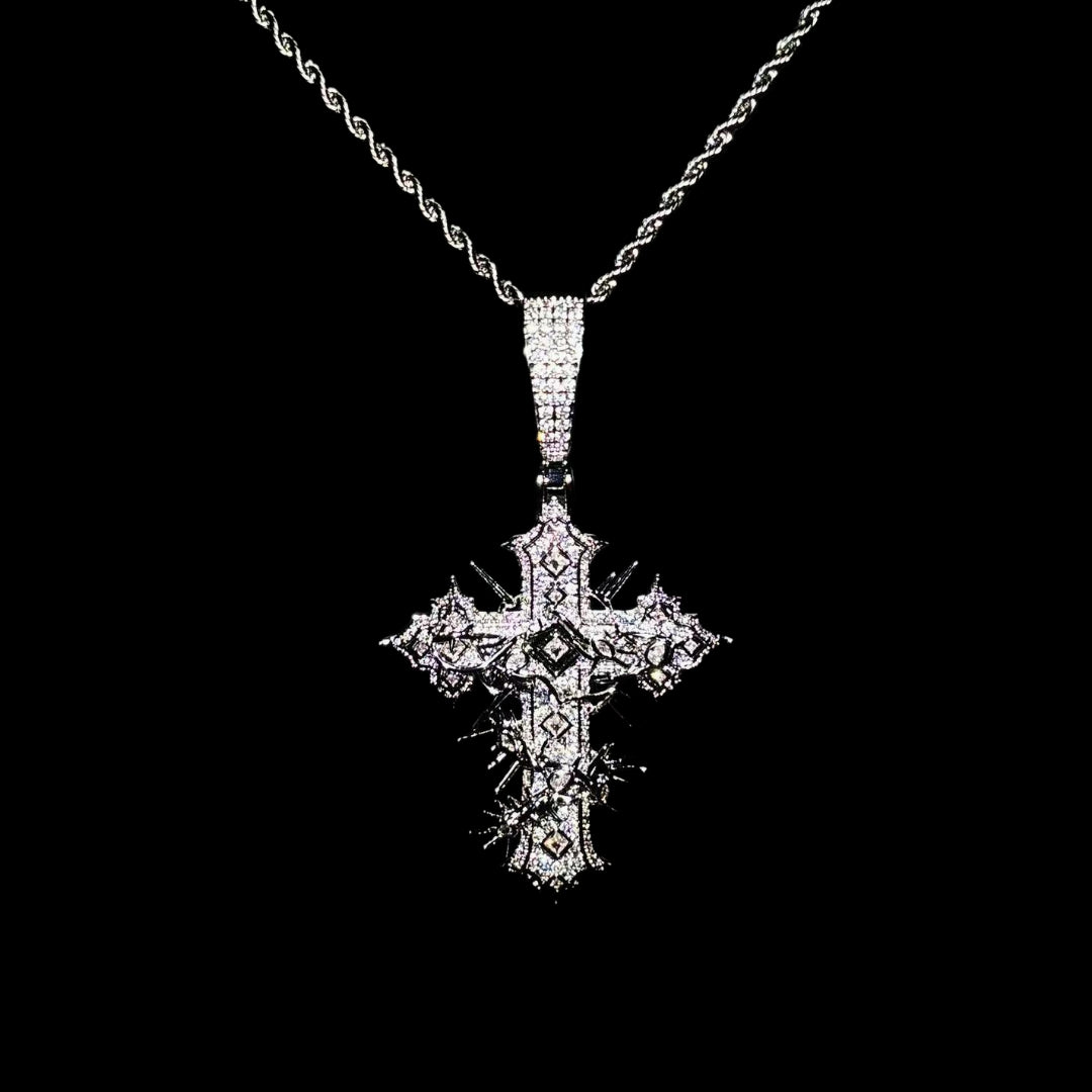 SAINTS CREED WHITE GOLD CROSS NECKLACE