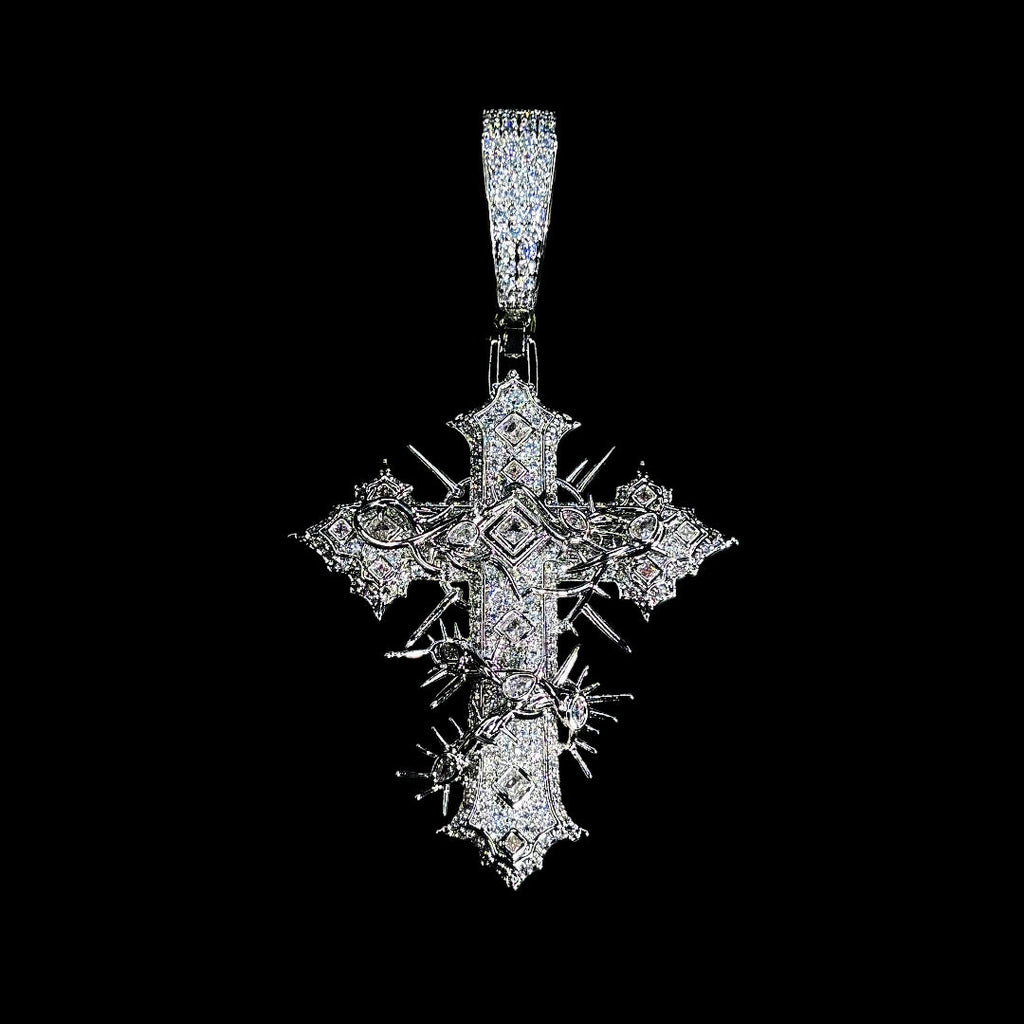 SAINTS CREED WHITE GOLD CROSS NECKLACE