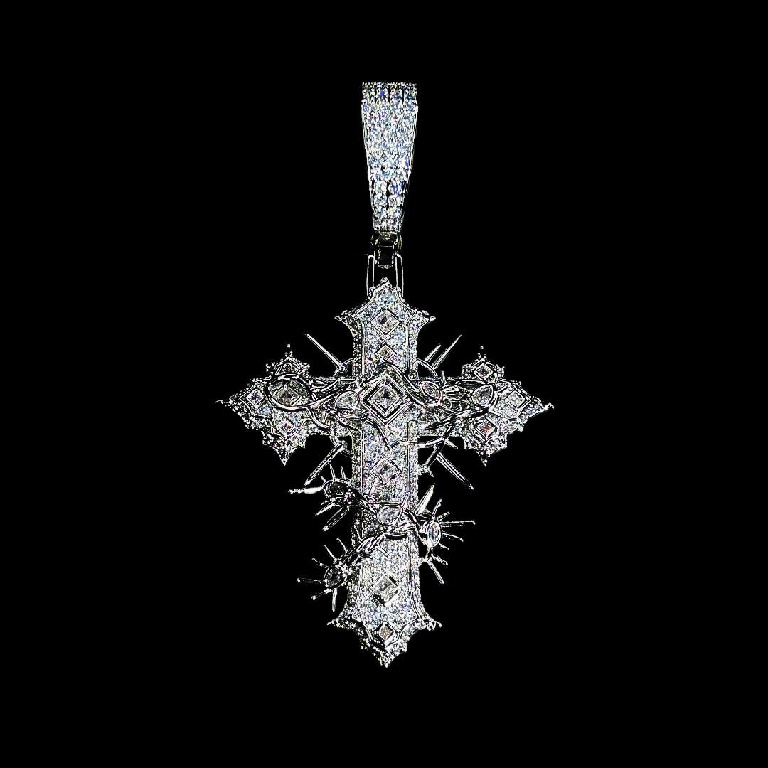 SAINTS CREED WHITE GOLD CROSS NECKLACE