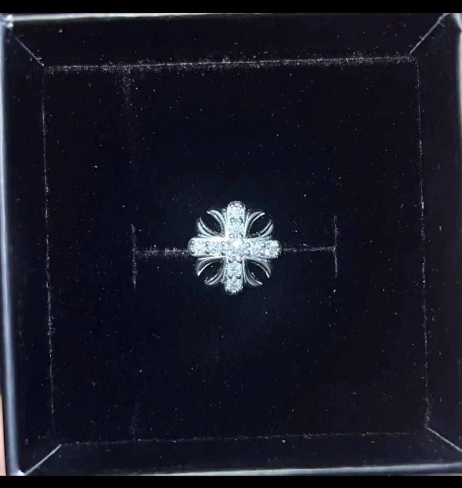 MOISSANITE IRIS CROSS EARRINGS