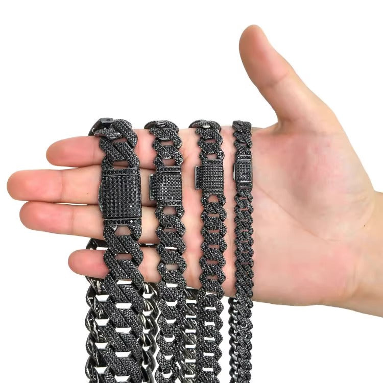 MIDNIGHT BLACK DIAMOND CUBAN BRACELETS