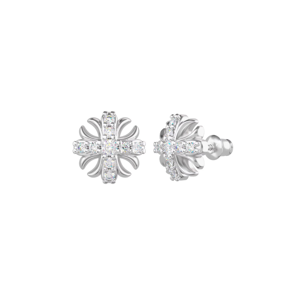 MOISSANITE IRIS CROSS EARRINGS