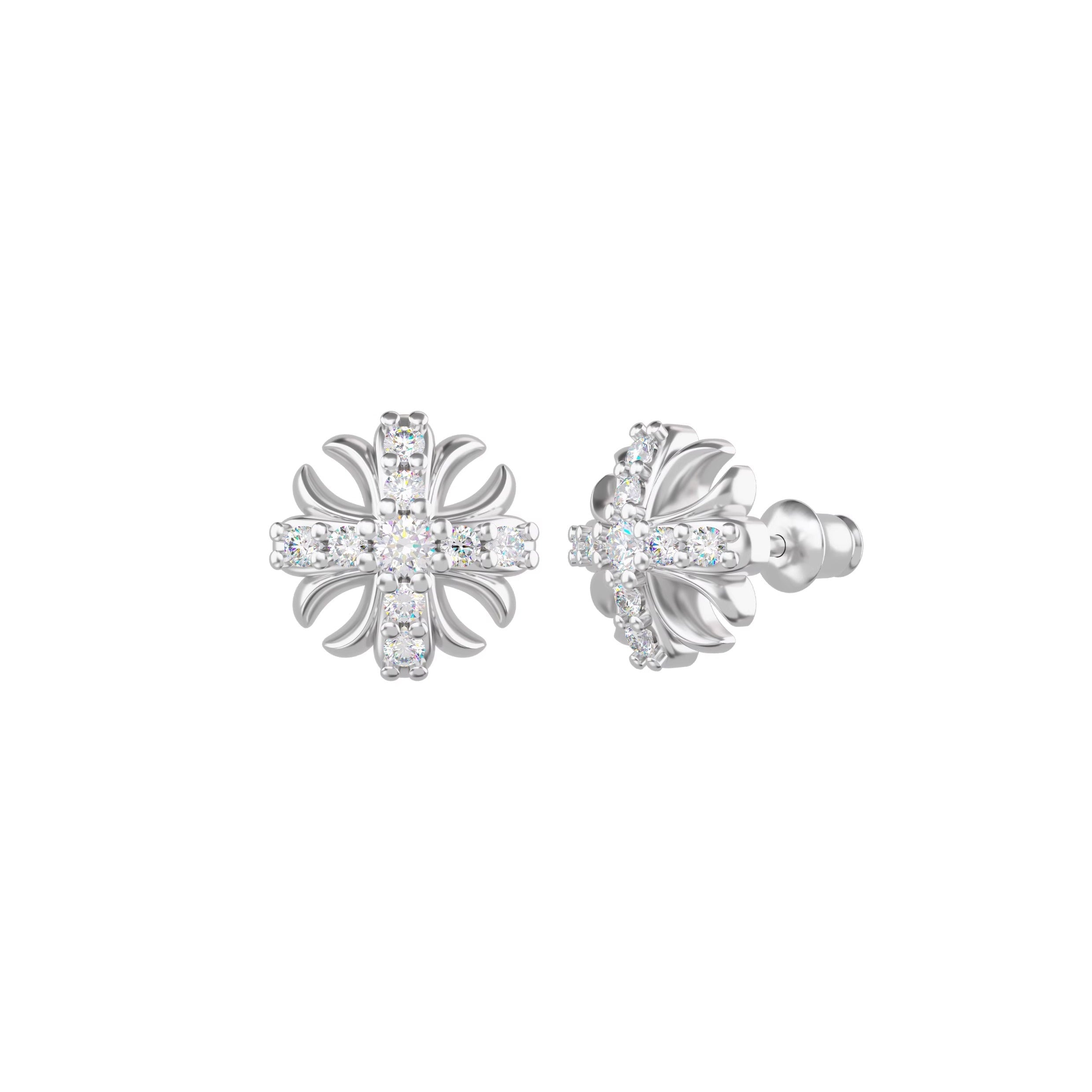 MOISSANITE IRIS CROSS EARRINGS