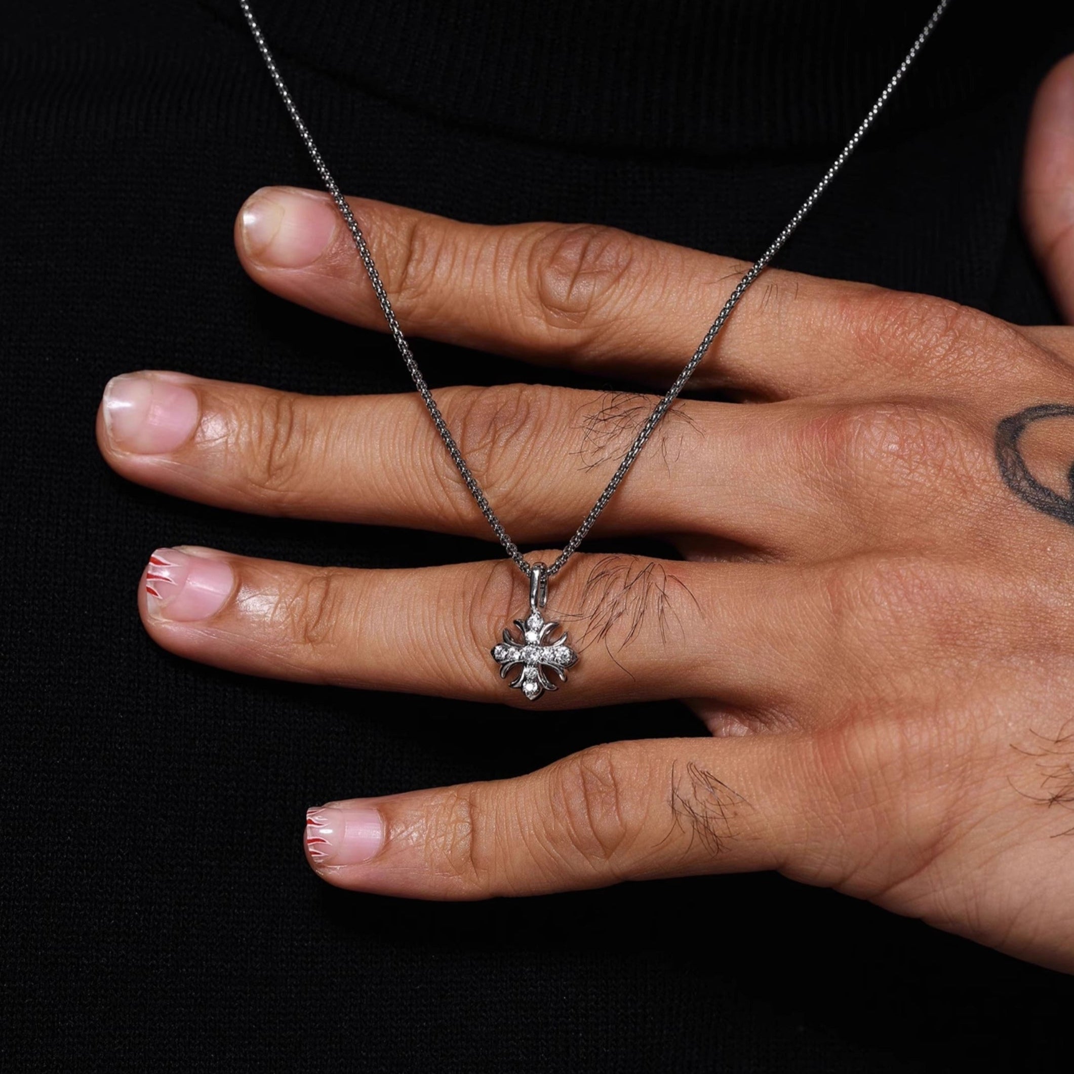MOISSANITE IRIS CROSS NECKLACE