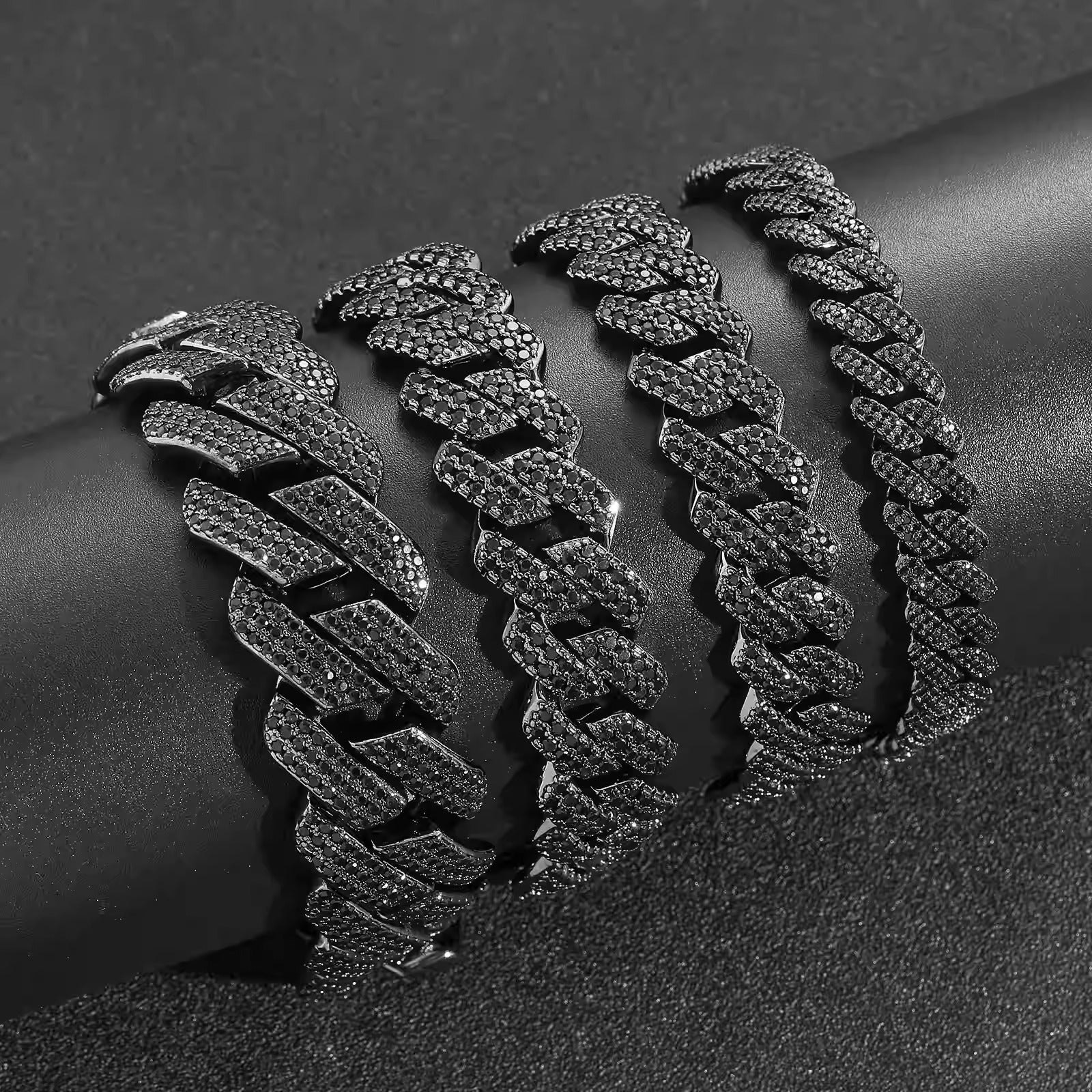 MIDNIGHT BLACK DIAMOND CUBAN BRACELETS