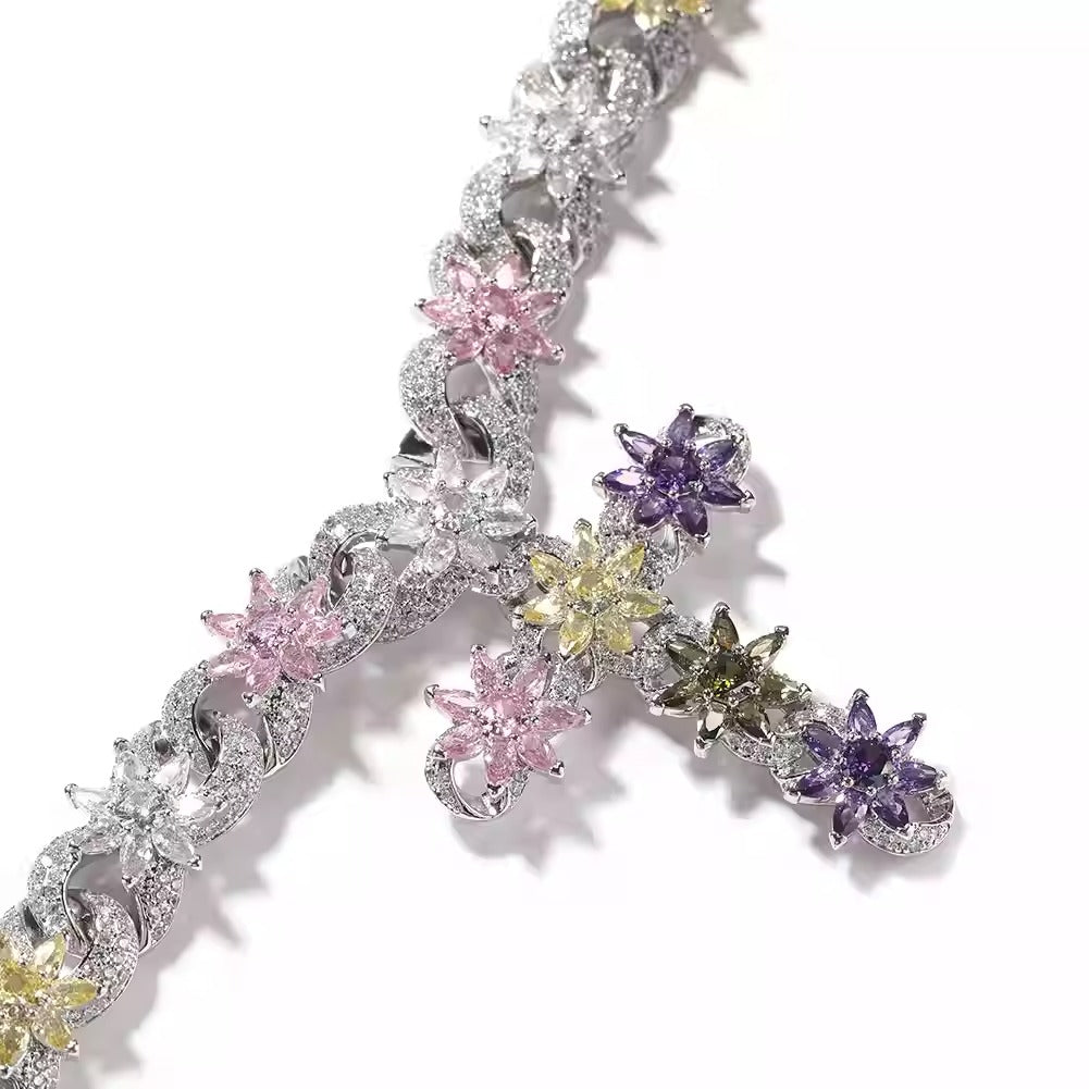 BLOSSOM FLOWER CROSS NECKLACE