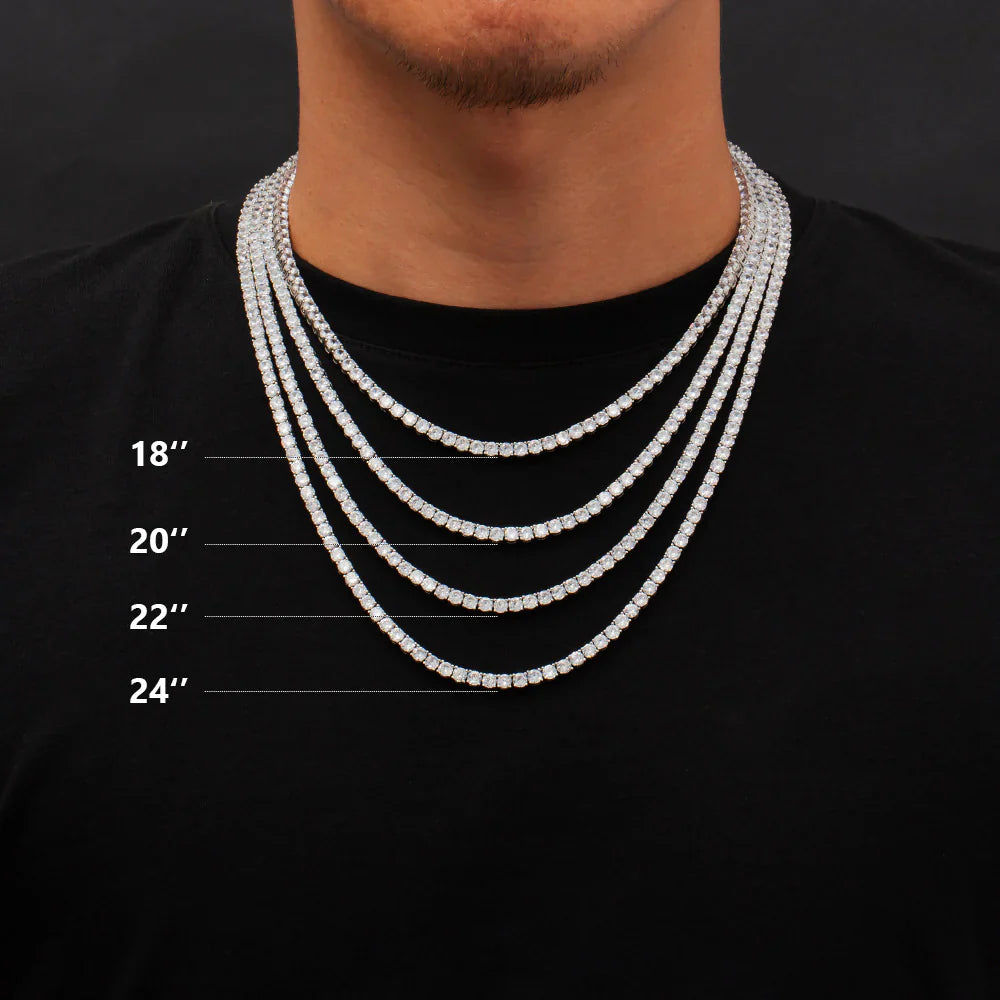 WHITE GOLD ST PETER'S CROSS TENNIS CHAIN ROSARY